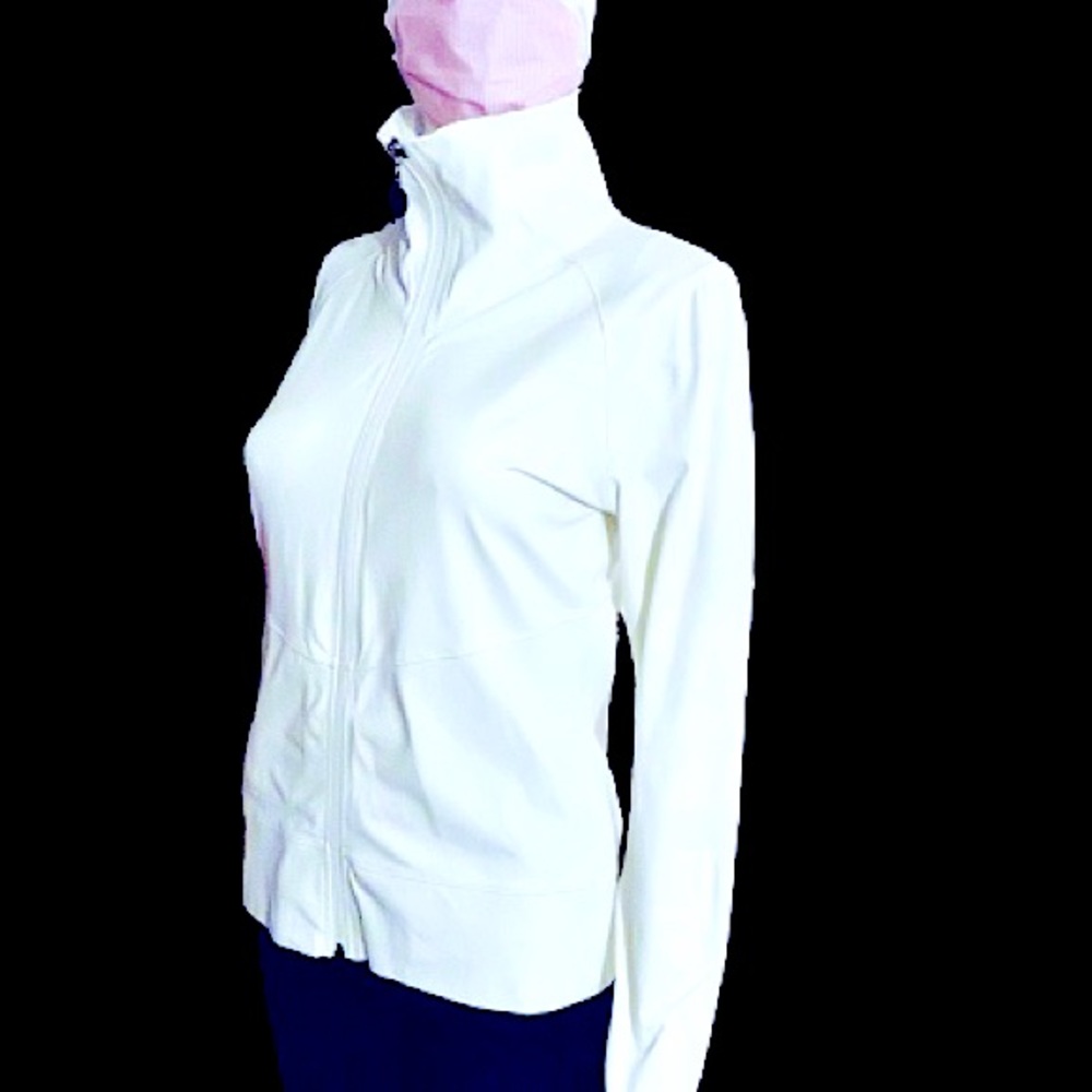 Lole Women’s Lightweight High-Collar Front-Zip Active Yoga Jacket Sml White NWOT